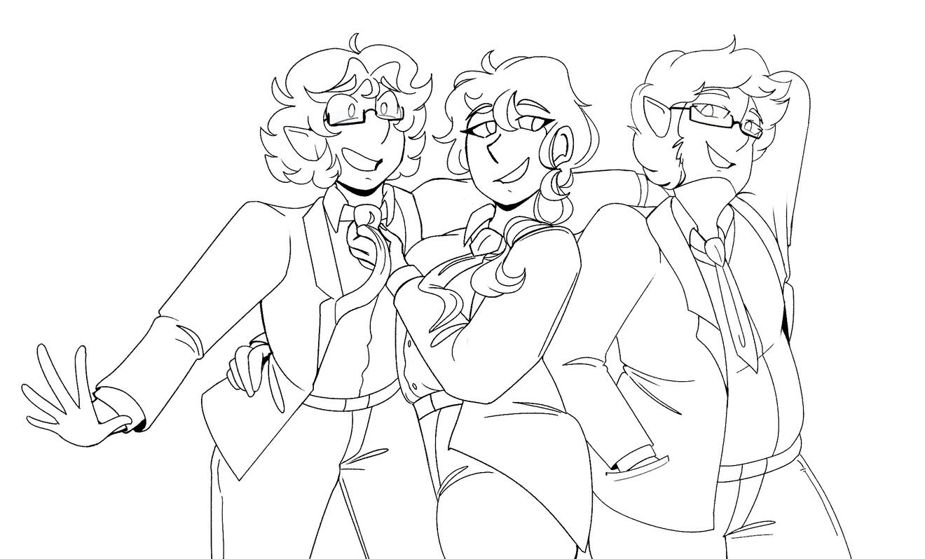 Three character half body lines ($85)